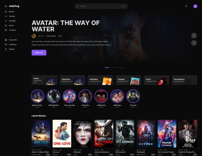 Watchug - Movie and TV Show Streaming Platform overview